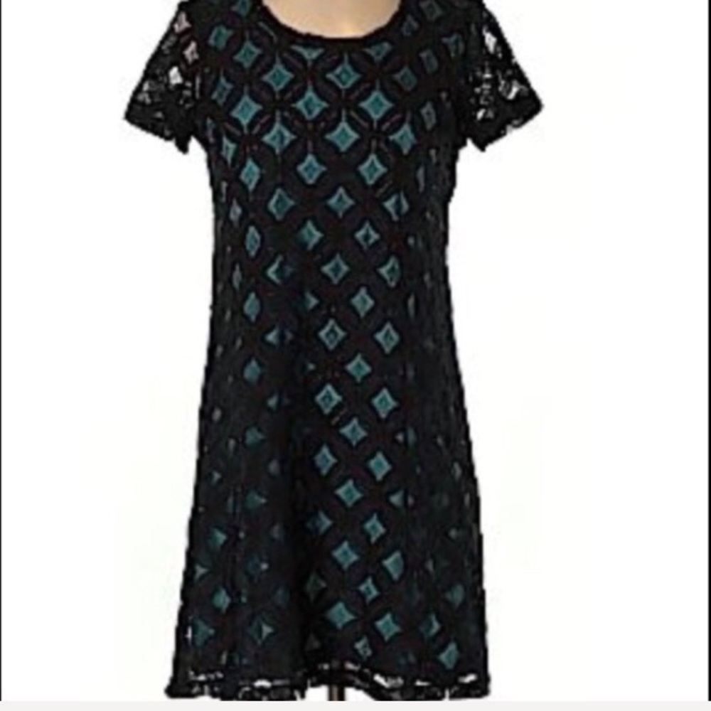 Uncle Frank Crochet Lace Blue Black Dress Size Medium